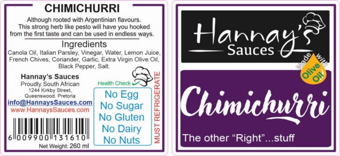 Hannay's Chimichurri 260ml-1L - Image 3